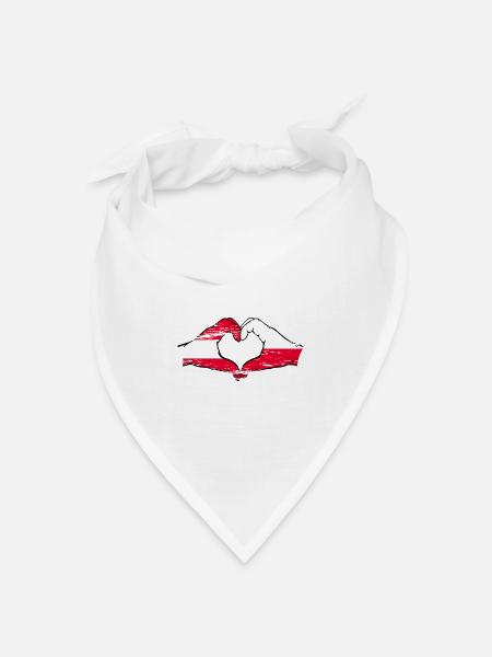 Österreich Polen Flagge Hände Herzform used - Bandana Dreieckstuch - Weiß