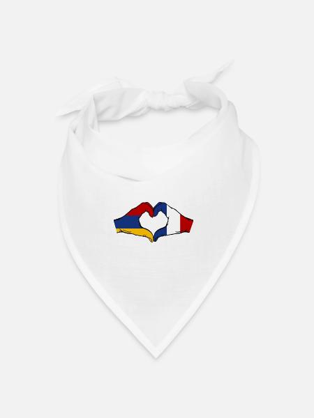 Armenien Frankreich Flagge Hände Herzform - Bandana Dreieckstuch - Weiß