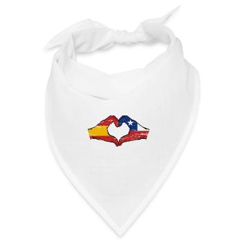 Spanien Chile Flagge Hände Herzform used - Bandana Dreieckstuch - Weiß - Vorne