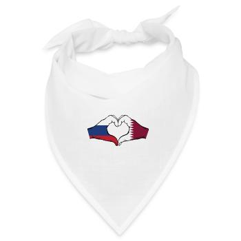 Russland Katar Flagge Hände Herzform - Bandana Dreieckstuch - Weiß - Vorne