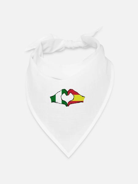 Nigeria Spanien Flagge Hände Herzform - Bandana Dreieckstuch - Weiß