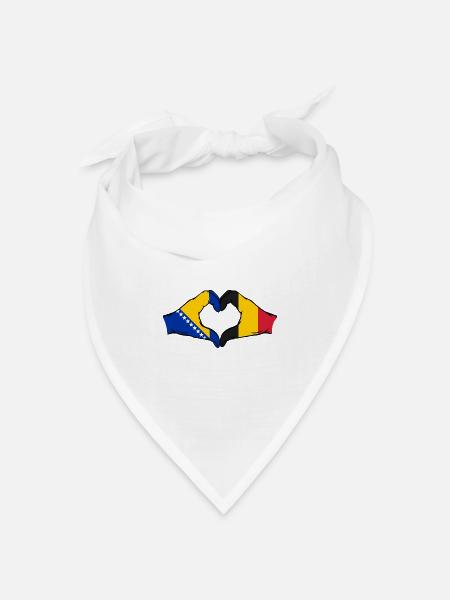 Bosnien Belgien Flagge Hände Herzform - Bandana Dreieckstuch - Weiß