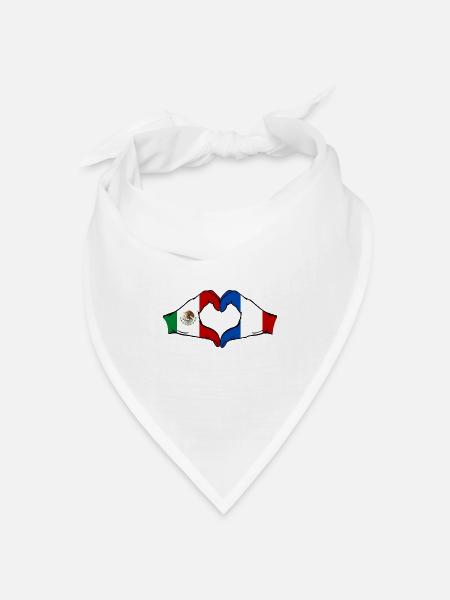 Mexiko Frankreich Flagge Hände Herzform - Bandana Dreieckstuch - Weiß