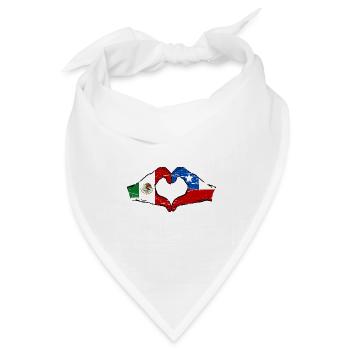 Mexiko Chile Flagge Hände Herzform used - Bandana Dreieckstuch - Weiß - Vorne
