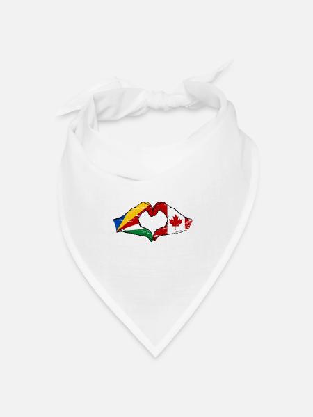 Seychellen Kanada Flagge Hände Herzform used - Bandana Dreieckstuch - Weiß