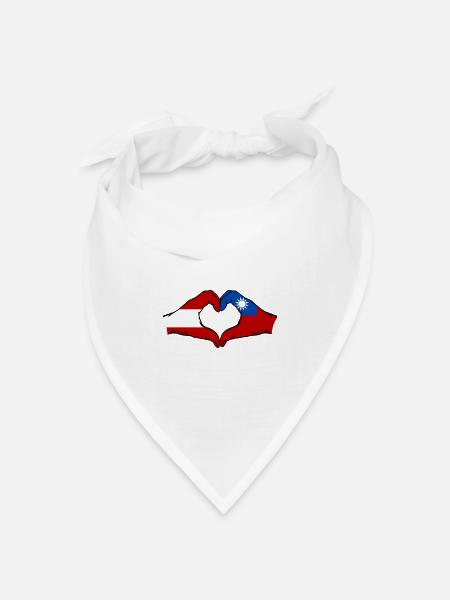 Österreich Taiwan Flagge Hände Herzform - Bandana Dreieckstuch - Weiß