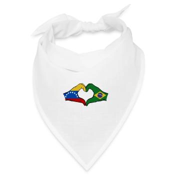 Venezuela Brasilien Flagge Hände Herzform - Bandana Dreieckstuch - Weiß - Vorne