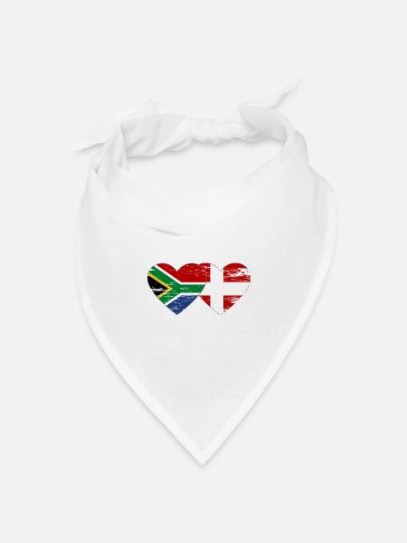 Südafrika Dänemark Flagge Herzform used - Bandana Dreieckstuch - Weiß