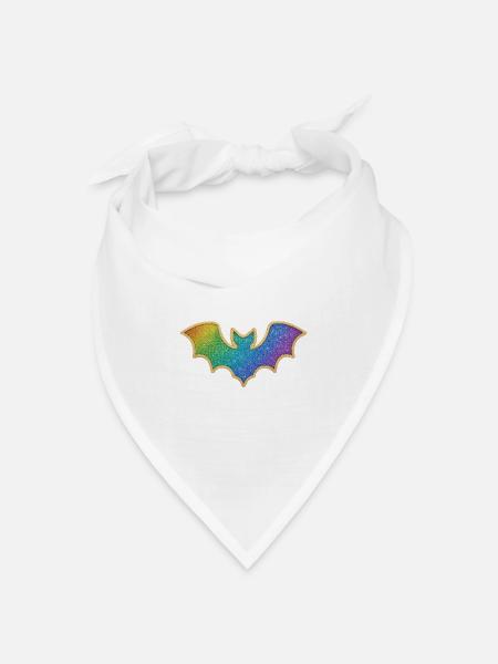 Regenbogen Fledermaus Glitter - Bandana Dreieckstuch - Weiß