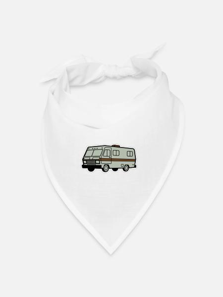 Let's Cook - Kleines Retro-Wohnmobil Cartoon - Bandana Dreieckstuch - Weiß
