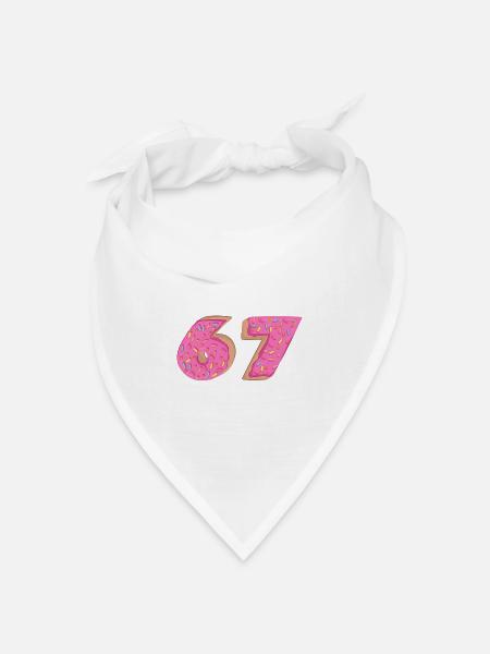 67 - Sixty Seven Number 67 Donut I-ce Cream Meme - Bandana Dreieckstuch - Weiß