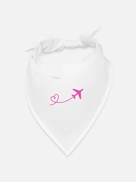 Flugzeug Flieger mit Herz in pink - Bandana Dreieckstuch - Weiß