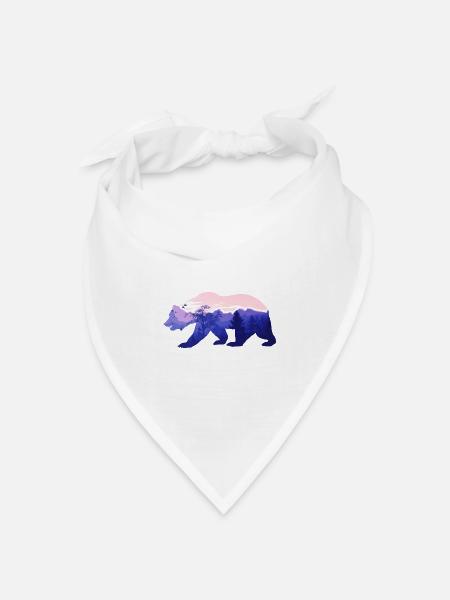 Bär Grizzly Natur Wald Wildnis Abenteuer Berge - Bandana Dreieckstuch - Weiß