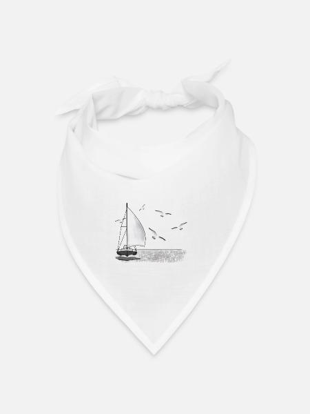 Segelschiff, Möwen - Bandana Dreieckstuch - Weiß