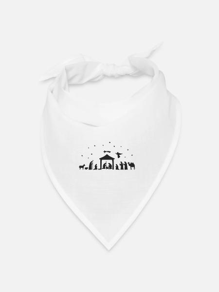 Weihnachtskrippe Silhouette Krippenszene - Bandana Dreieckstuch - Weiß