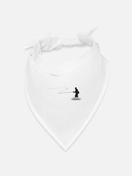 Motiv Fliegenfischen, Fly-fishing - Bandana Dreieckstuch - Weiß
