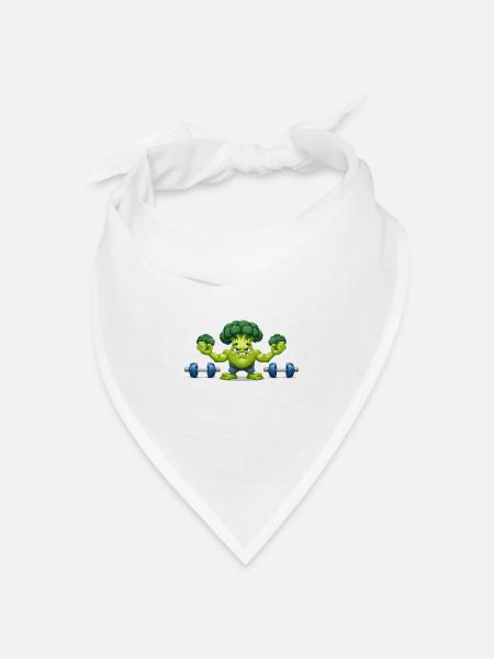 Brokkoli Gewichtheber - Bandana Dreieckstuch - Weiß