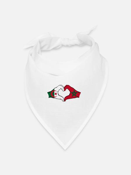 Algerien Marokko Flagge Hände Herzform - Bandana Dreieckstuch - Weiß