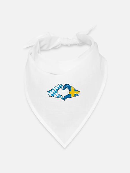 Bayern Schweden Flagge Hände Herzform used - Bandana Dreieckstuch - Weiß