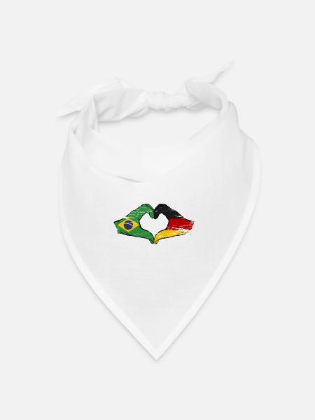 Brasilien Deutschland Flagge Hände Herzform used - Bandana Dreieckstuch - Weiß