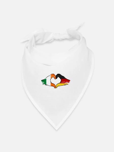 Irland Deutschland Flagge Hände Herzform - Bandana Dreieckstuch - Weiß