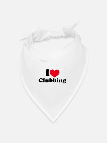 I Love Clubbing - Bandana Dreieckstuch - Weiß