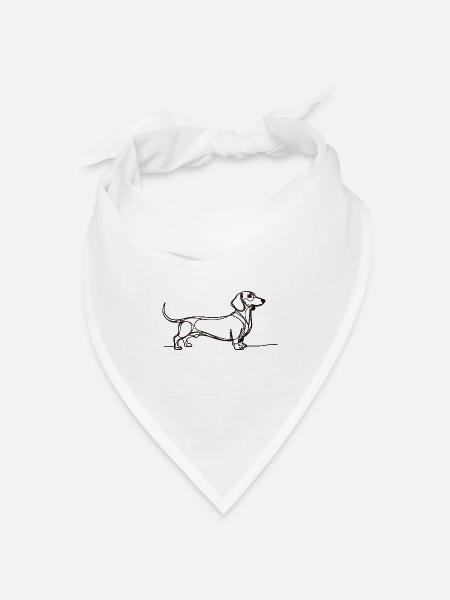 Minimalist Dackel One Line Art Shirt WITH A DACHSH - Bandana Dreieckstuch - Weiß