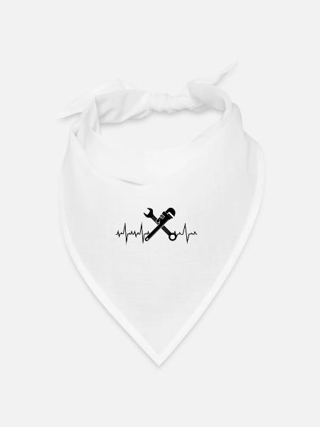 Klempner Sanitär Handwerker Pipefitter Heartbeat - Bandana Dreieckstuch - Weiß