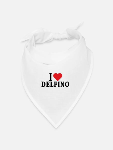 T-Shirt Ich liebe Dolphin T-Shirt Geschenkidee - Bandana Dreieckstuch - Weiß