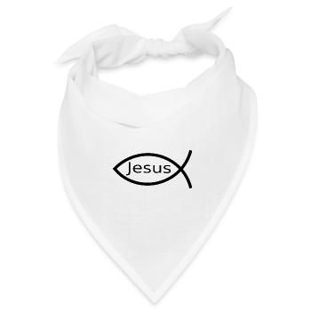  Jesusfisch schwarz Ichthys Jesus Fisch  - Bandana Dreieckstuch - Weiß - Vorne