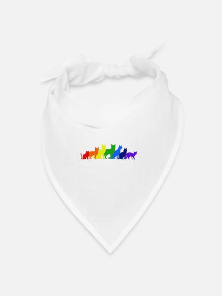Regenbogen der Katzen - Bandana Dreieckstuch - Weiß