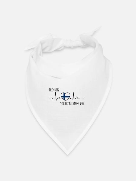 Mein Herz schlägt für Finnland Skandinavien - Bandana Dreieckstuch - Weiß