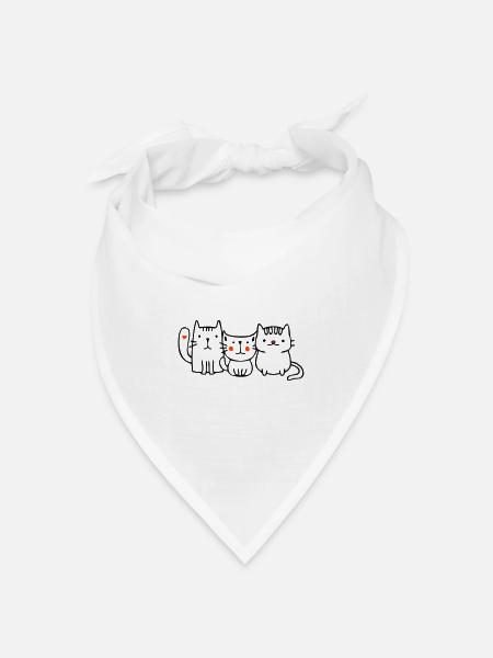drei kleine Katzen - Bandana Dreieckstuch - Weiß