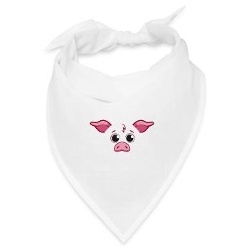 Süßes Schweinegesicht minimalistische rosa Tierkunst - Bandana Dreieckstuch - Weiß - Vorne
