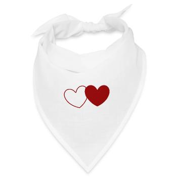 2 rote Herzen Herz rot Geschenk Valentinstag - Bandana Dreieckstuch - Weiß - Vorne