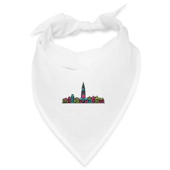 Groningen City Skyline Martinitoren Linienzeichnung - Bandana Dreieckstuch - Weiß - Vorne