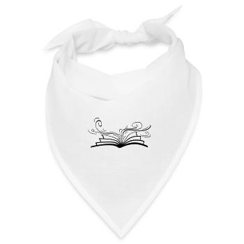 Ein offenes Buch, aus dem anmutige, fließende Linien hervorgehen - Bandana Dreieckstuch - Weiß - Vorne