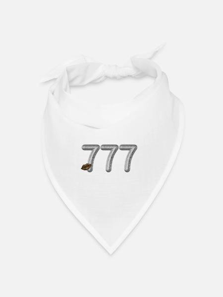 777 Angel Number Silberglitzer mit Leopardenlippen - Bandana Dreieckstuch - Weiß