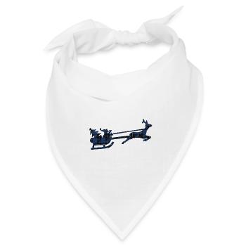 Blauer Tartan-Santa-Schlitten-Silhouette - Bandana Dreieckstuch - Weiß - Vorne