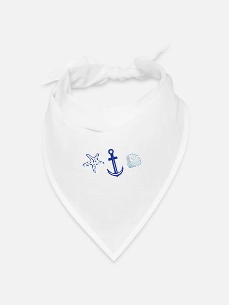 Anker mit Seestern und Muschel. - Bandana Dreieckstuch - Weiß