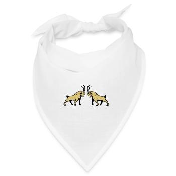 Steinbock Beige Doppelbull Symmetrie - Bandana Dreieckstuch - Weiß - Vorne