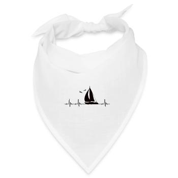 Segeln Segelschiff Heartbeat Segelfan Herzschlag - Bandana Dreieckstuch - Weiß - Vorne