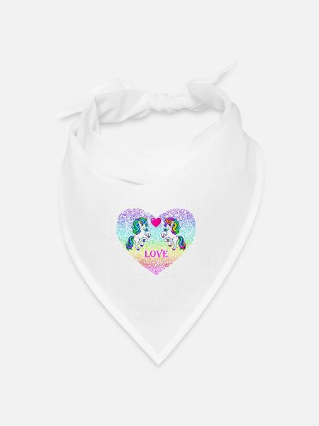 Einhorn Paar Herz Liebe Valentinstag 2022 - Bandana Dreieckstuch - Weiß