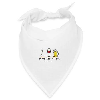 Schere Wein Paar Bier Lustiges Party Wortspiel - Bandana Dreieckstuch - Weiß - Vorne