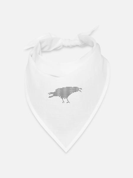 Raven Pixel Dot Silhouette - Bandana Dreieckstuch - Weiß
