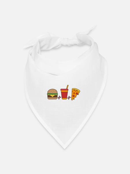 Fast-Food-Trio: Burger, Limonade, Pizzastück fett gedruckt - Bandana Dreieckstuch - Weiß