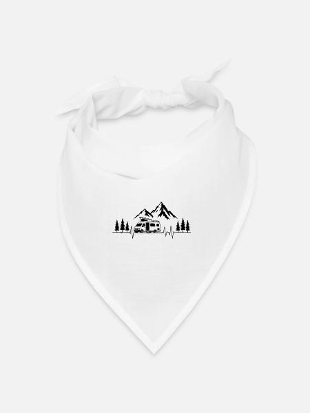 Camping Liebe mit Herzschlag und Wohnmobil - Bandana Dreieckstuch - Weiß