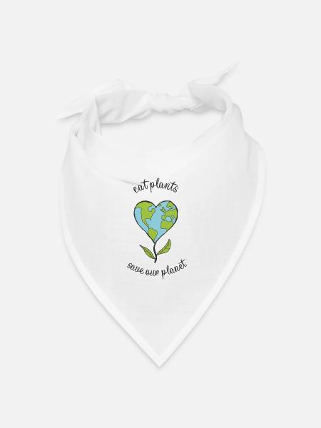 eat plants save our planet - Bandana Dreieckstuch - Weiß