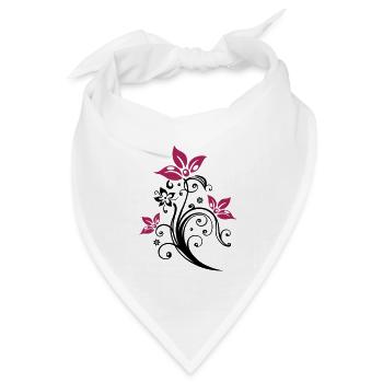 Ranke mit bunten Blumen, Blüten. Sehr feminin. - Bandana Dreieckstuch - Weiß - Vorne