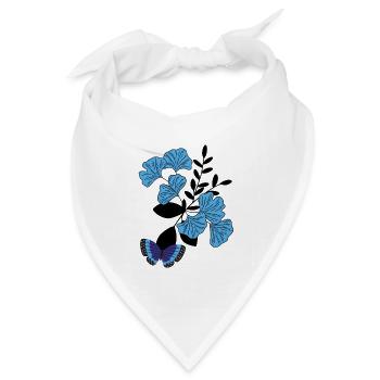 Schmetterling auf blauer Blume. - Bandana Dreieckstuch - Weiß - Vorne